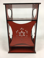Japanese Red Lacquered Wooden Tea Ceremony Shelf Veg Rack Yukiwa-Dana T300