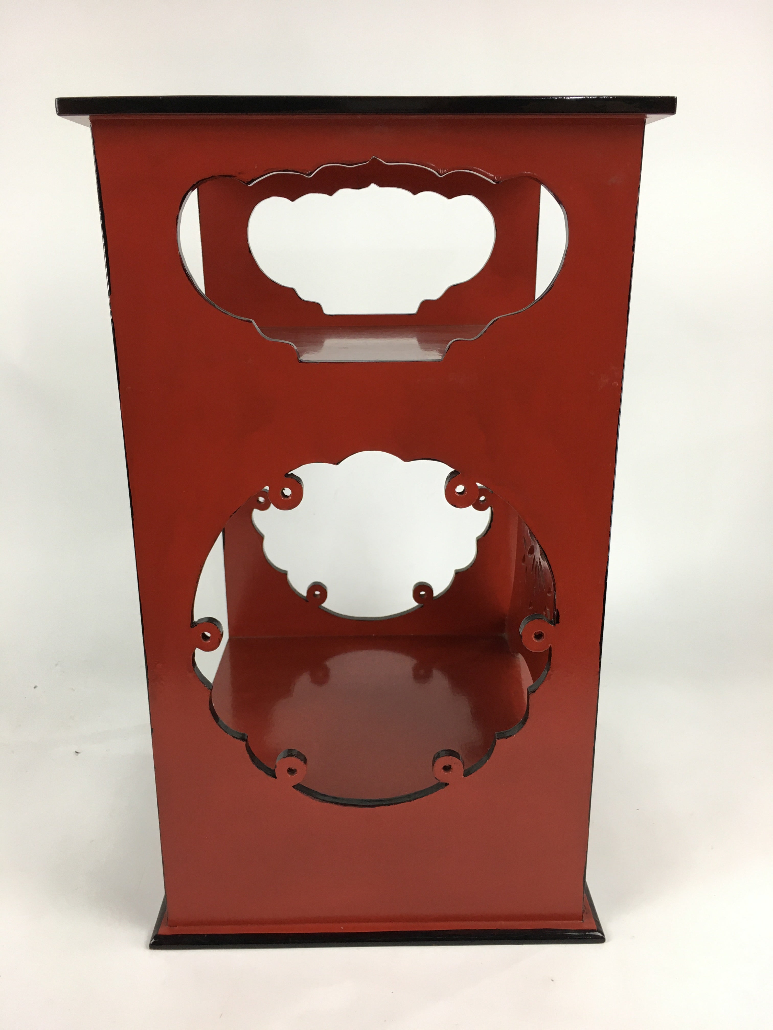 Japanese Red Lacquered Wooden Tea Ceremony Shelf Veg Rack Yukiwa-Dana T300