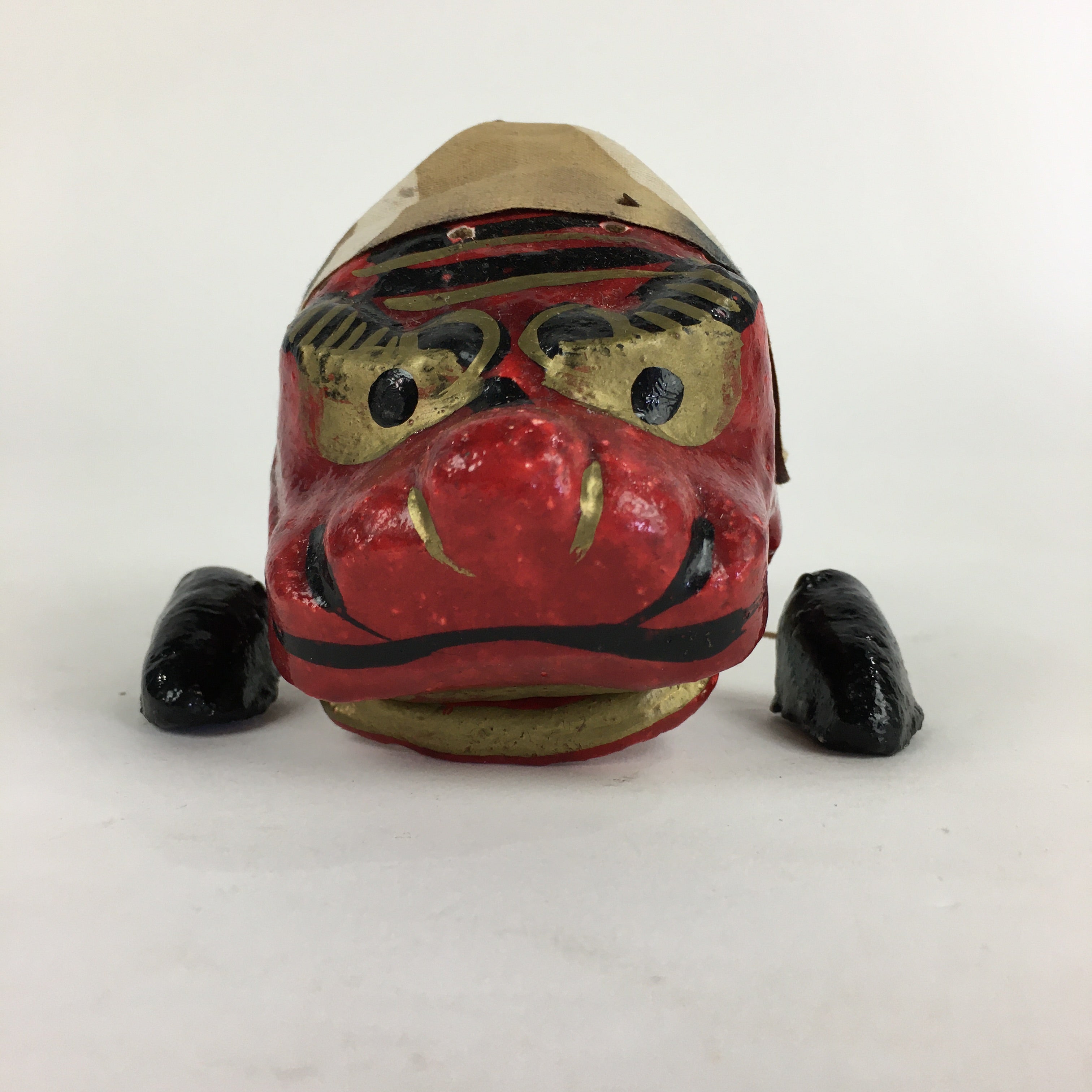Japanese Red Lion Toy Shishi-Mai Vtg folk craft Amulet Lucky Item JK351