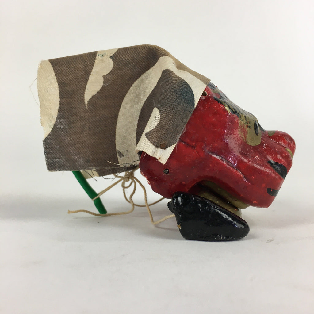Japanese Red Lion Toy Shishi-Mai Vtg folk craft Amulet Lucky Item JK351