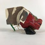 Japanese Red Lion Toy Shishi-Mai Vtg folk craft Amulet Lucky Item JK351