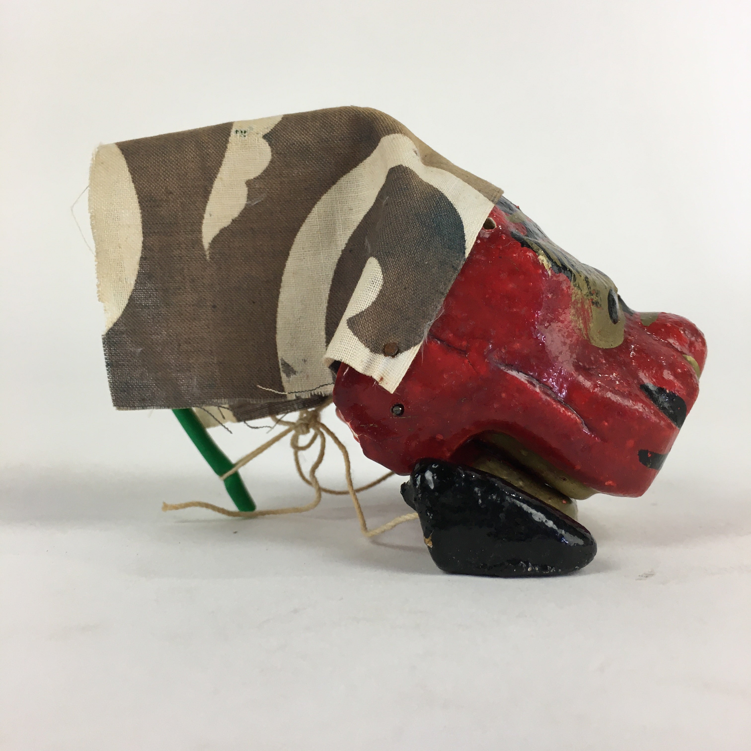 Japanese Red Lion Toy Shishi-Mai Vtg folk craft Amulet Lucky Item JK351