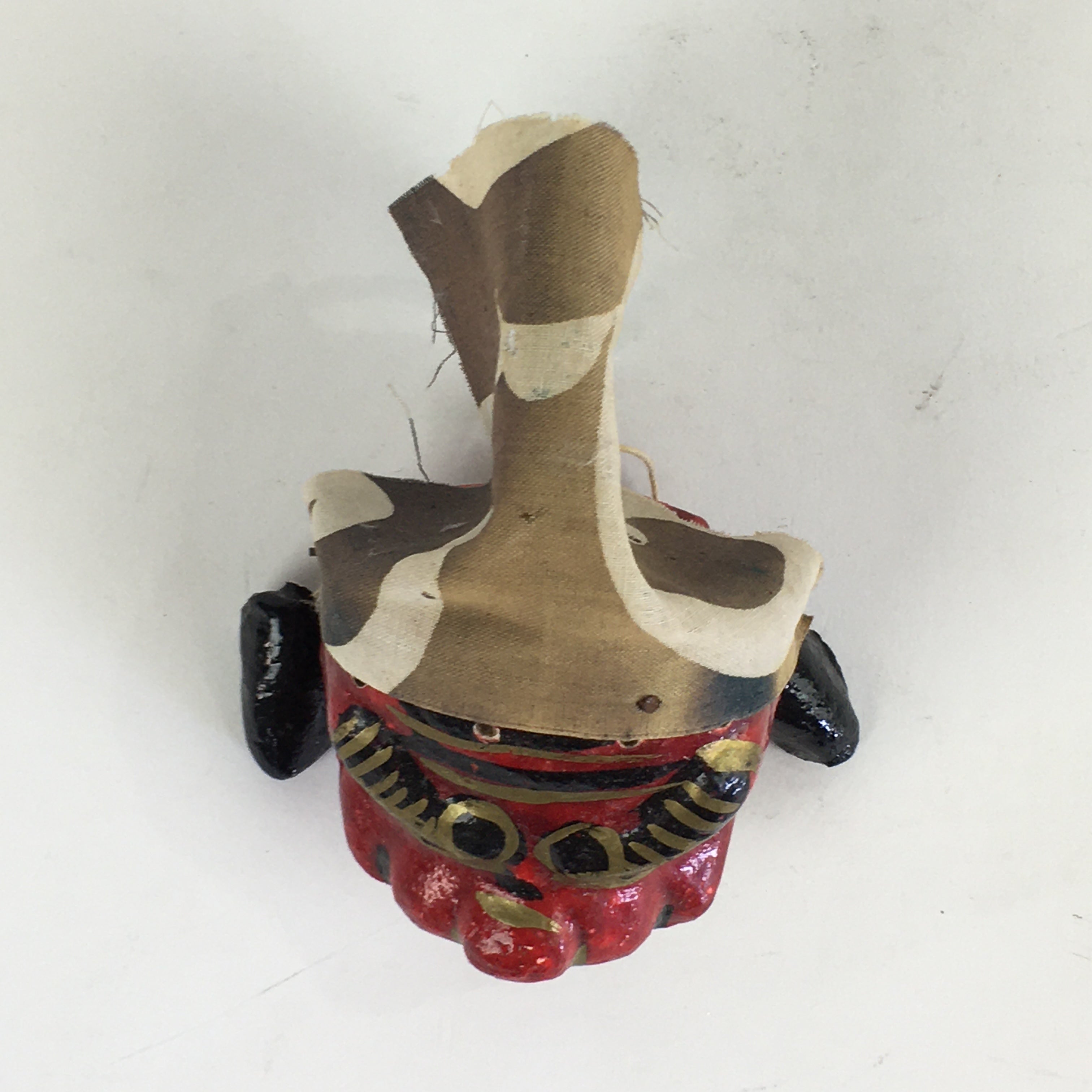 Japanese Red Lion Toy Shishi-Mai Vtg folk craft Amulet Lucky Item JK351