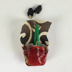 Japanese Red Lion Toy Shishi-Mai Vtg folk craft Amulet Lucky Item JK351