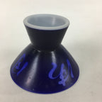 Japanese Resin Sake Cup Vtg Blue Kanji Design Kohai Guinomi Ochoko Sakazuki G45