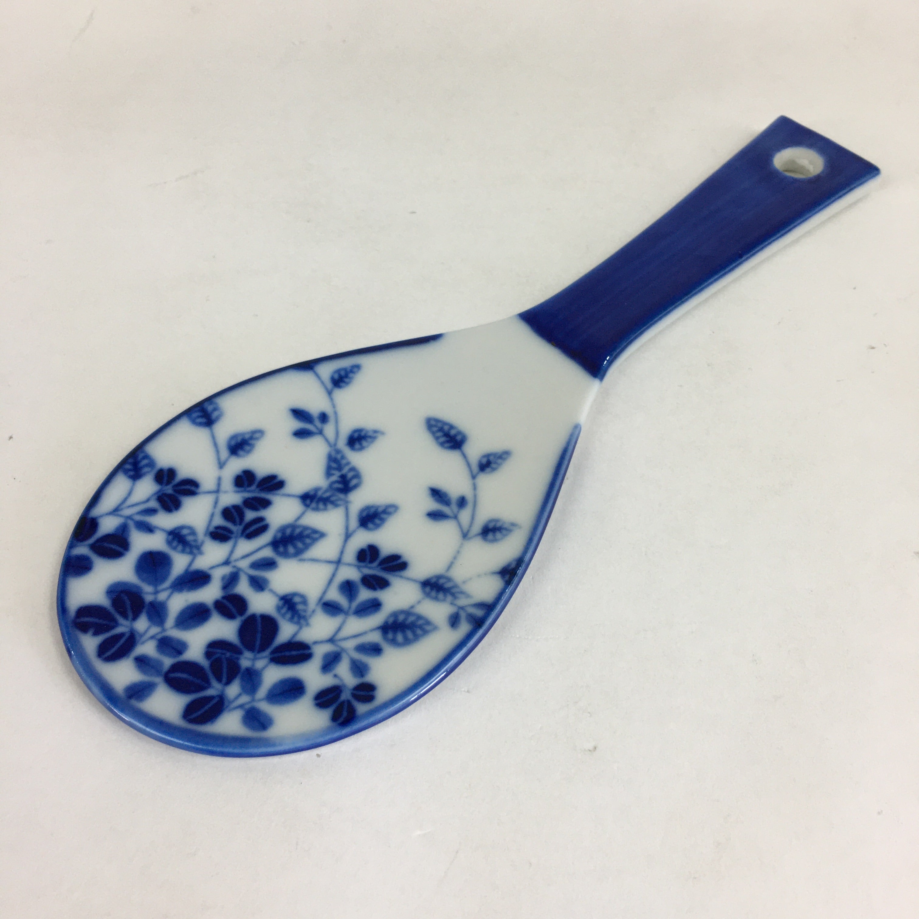 Japanese Rice Scoop Kutani ware Porcelain Shamoji Vtg Blue Sometsuke PP910