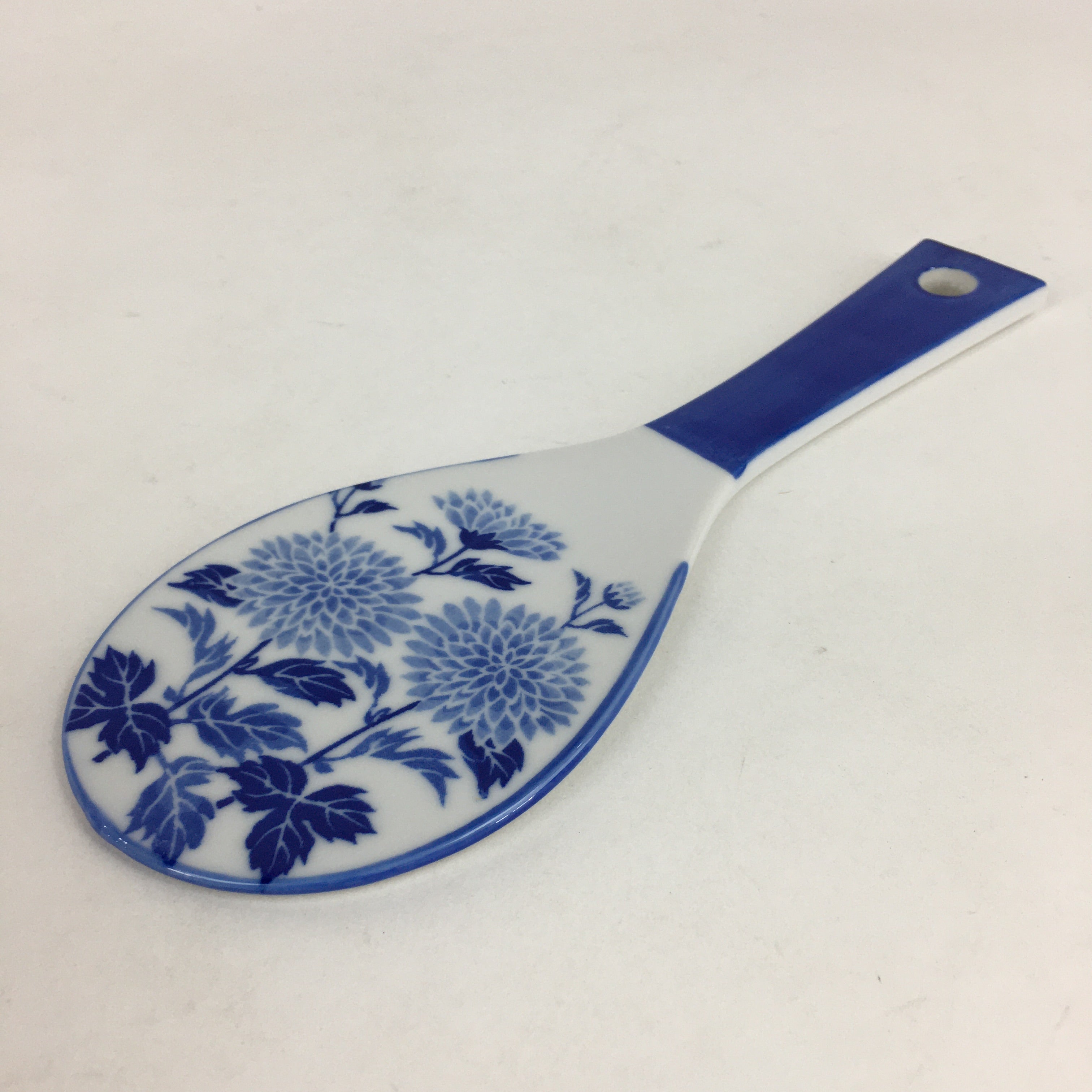 Japanese Rice Scoop Kutani ware Porcelain Shamoji Vtg Blue Sometsuke PP911