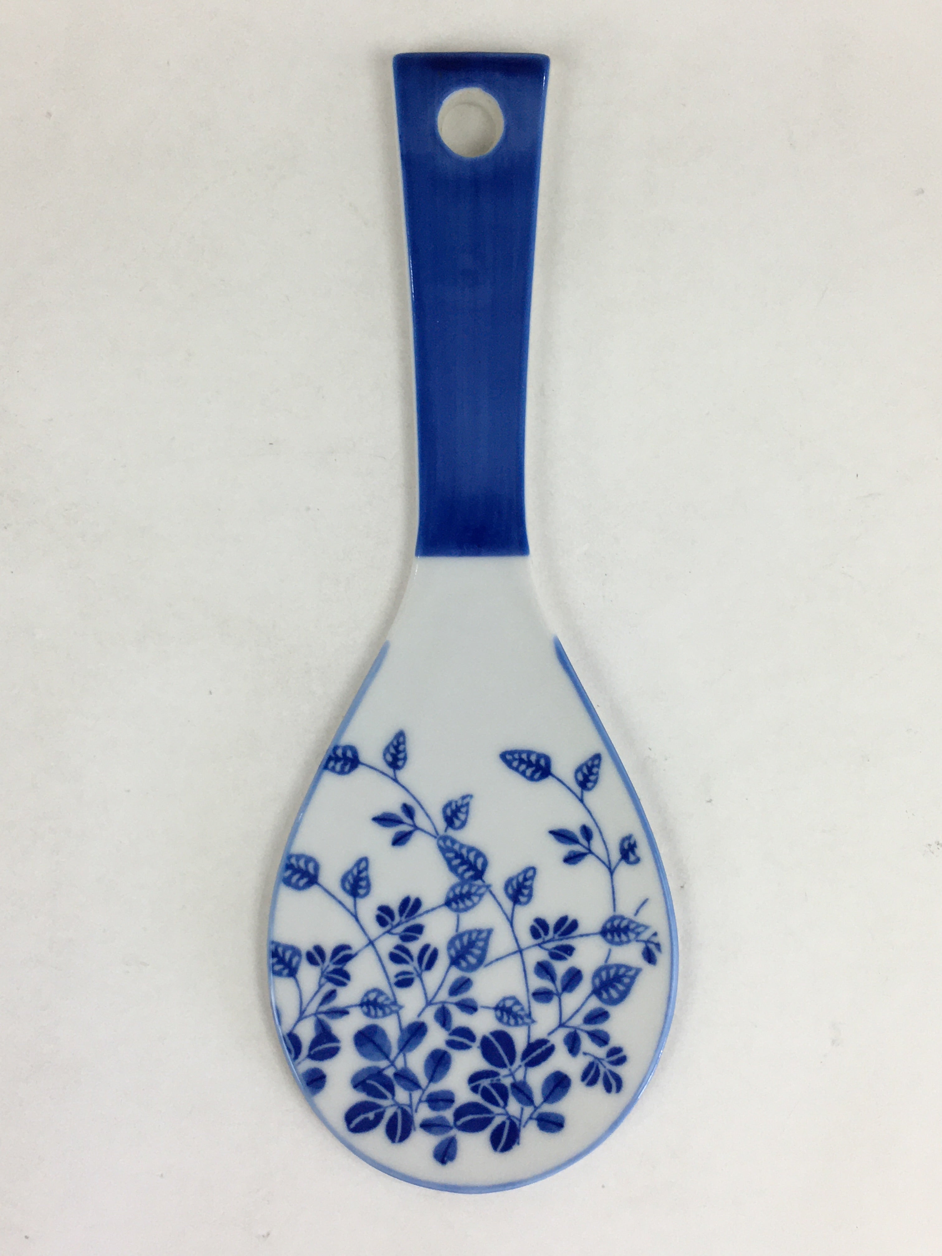 Japanese Rice Scoop Kutani ware Porcelain Shamoji Vtg Blue Sometsuke PP912