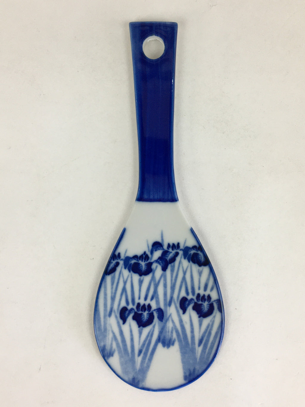 Japanese Rice Scoop Kutani ware Porcelain Shamoji Vtg Blue Sometsuke PP914