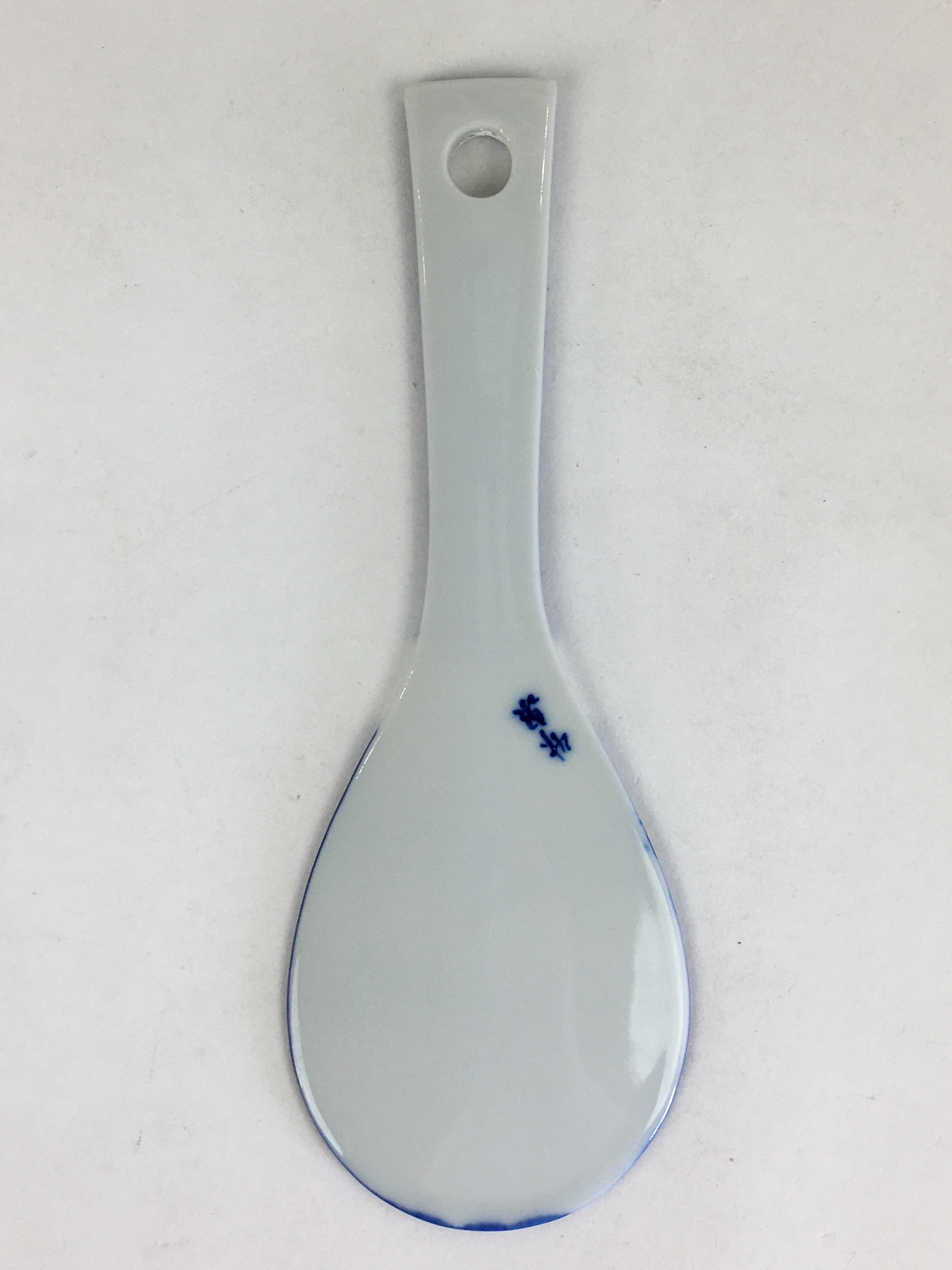 Japanese Rice Scoop Kutani ware Porcelain Shamoji Vtg Blue Sometsuke PP914