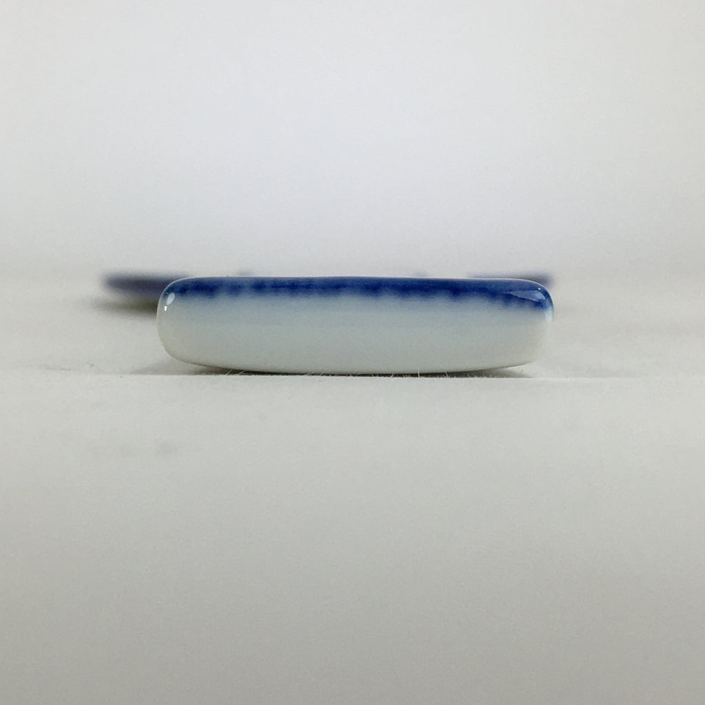 Japanese Rice Scoop Kutani ware Porcelain Shamoji Vtg Blue Sometsuke PP914
