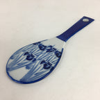 Japanese Rice Scoop Kutani ware Porcelain Shamoji Vtg Blue Sometsuke PP914