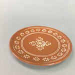 Japanese Round Ceramic Plate Vtg Kozara Pottery Brown Floral Design QT31