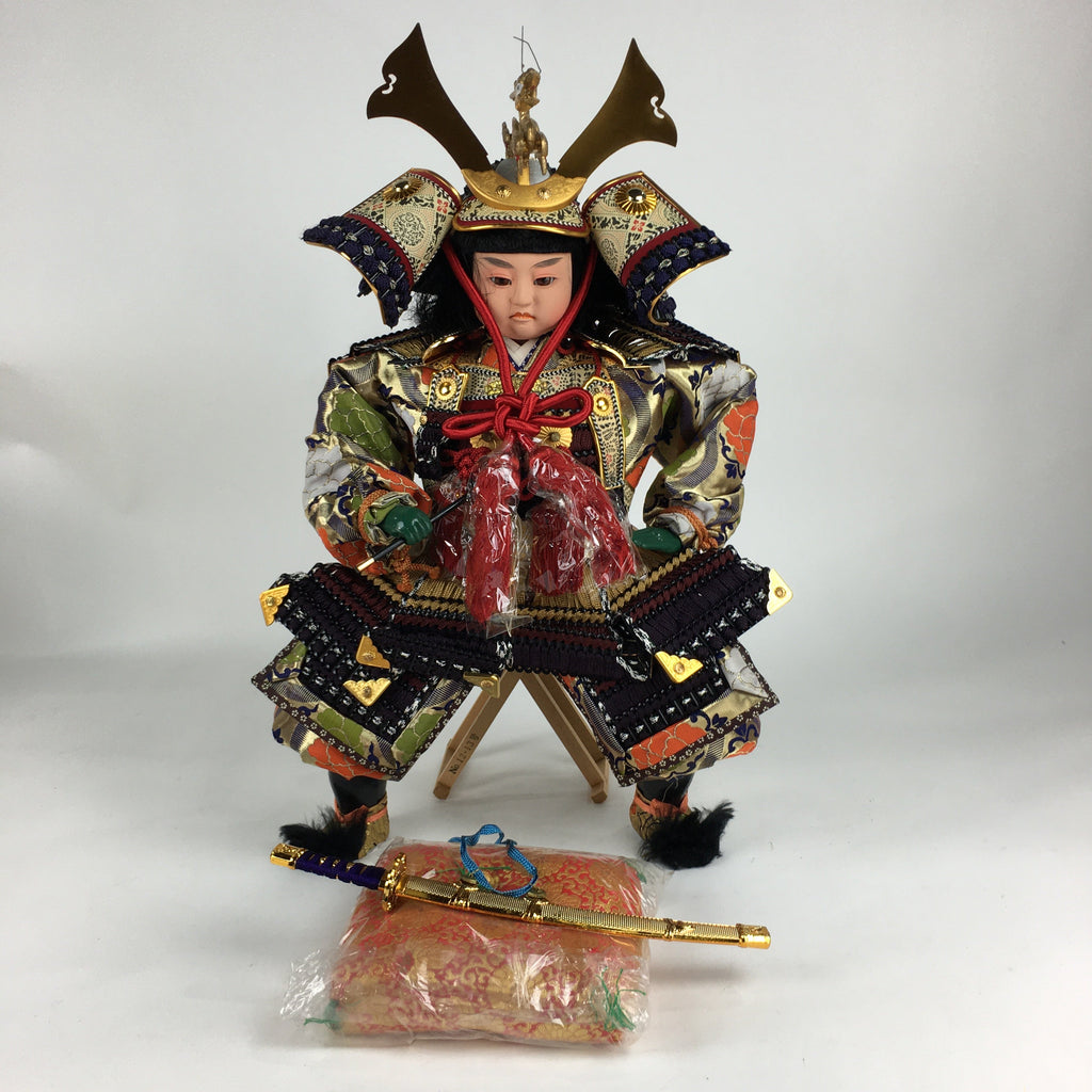 Japanese Samurai Doll Gogatsu Ningyo Kabuto Vtg Boy's Day Festival ID424