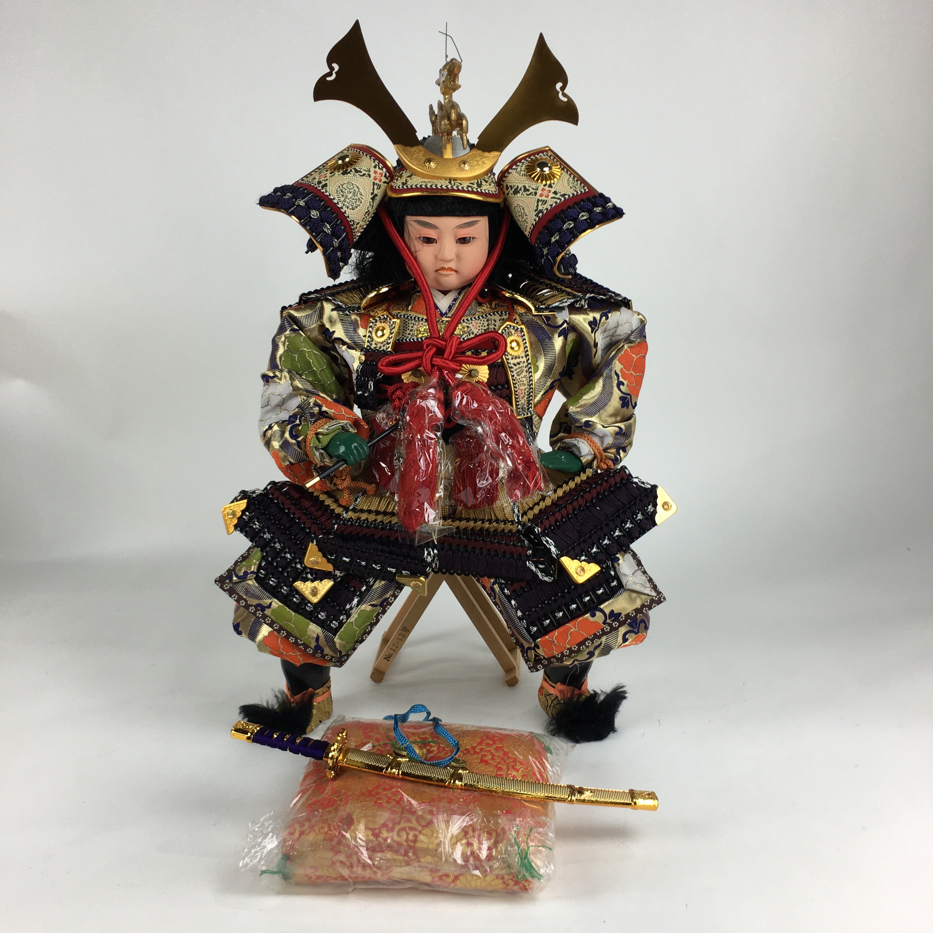 Japanese Samurai Doll Gogatsu Ningyo Kabuto Vtg Boy's Day Festival ID424