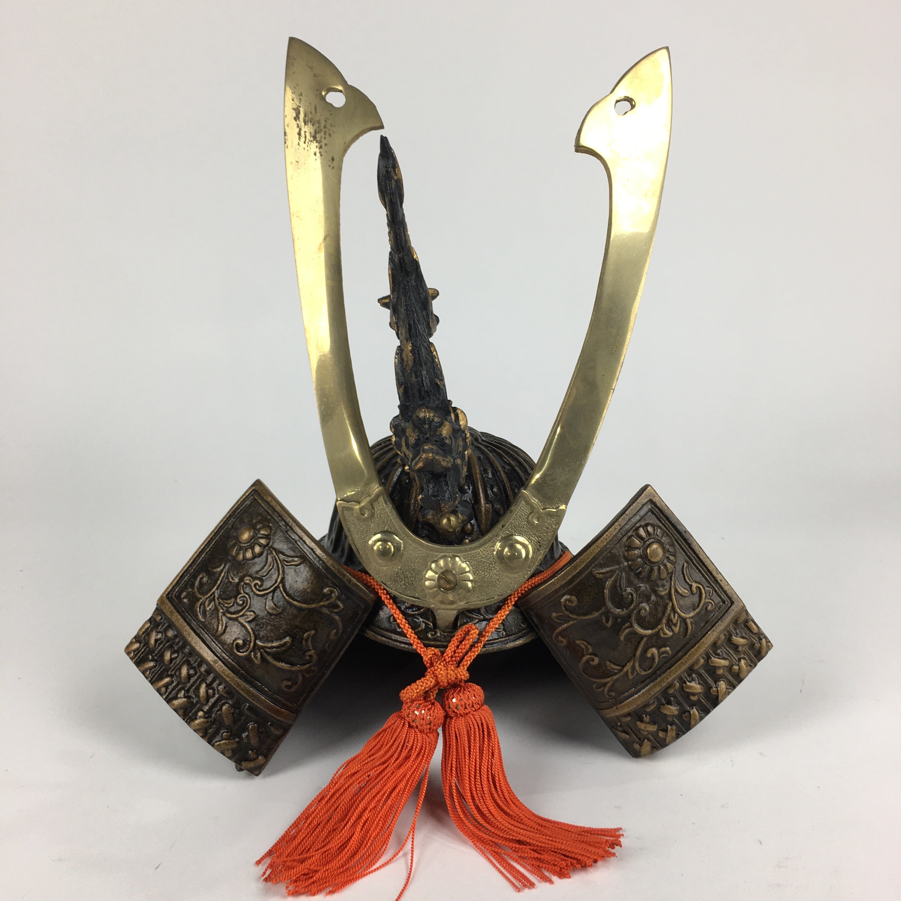 Japanese Samurai Helmet Iron Kabuto Vtg Boy's Festival Armor Yoroi Ningyo ID416