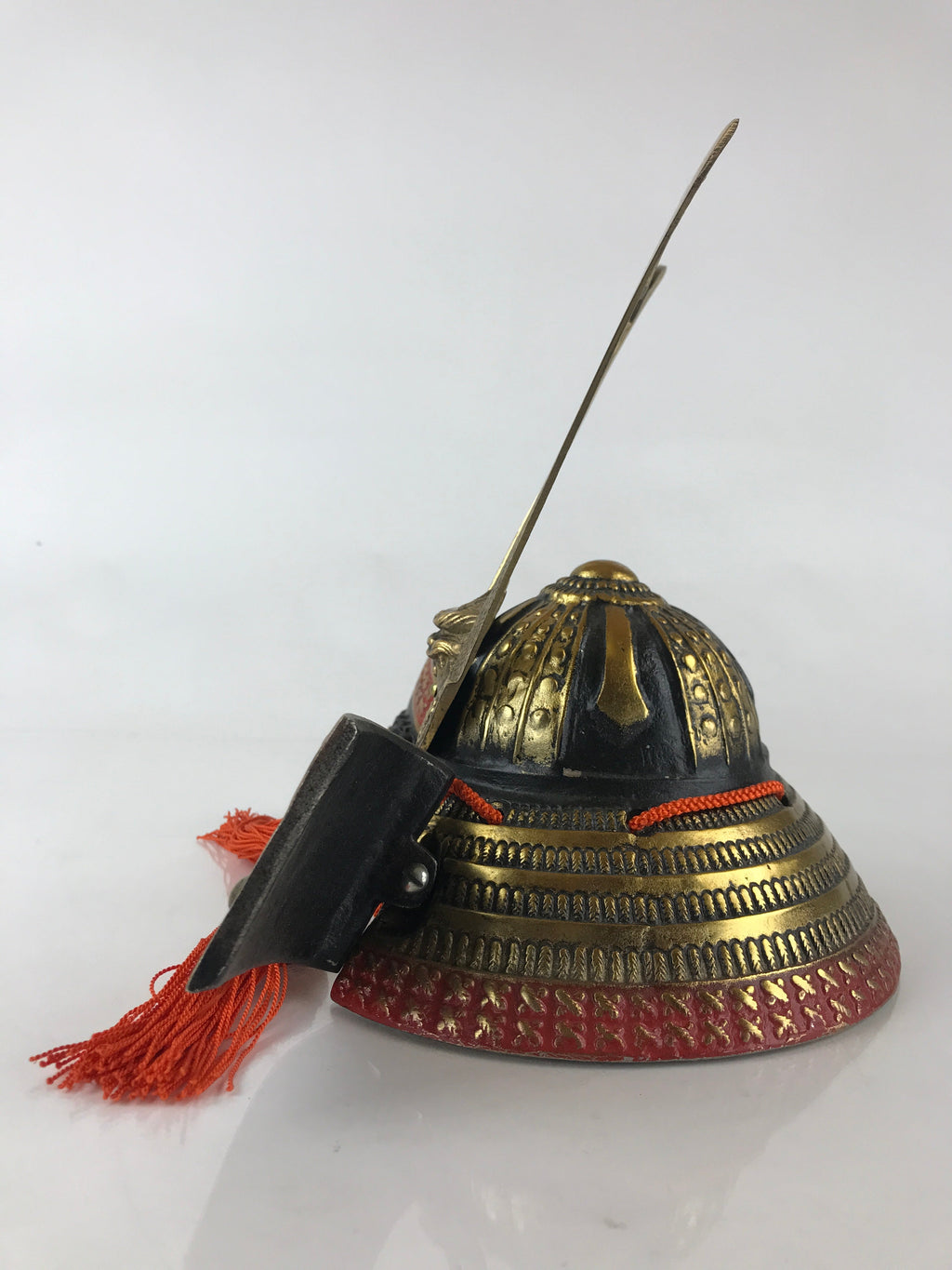 Japanese Samurai Helmet Kabuto Vtg Boy's Festival Armor Decoration Black Gold ID