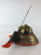 Japanese Samurai Helmet Kabuto Vtg Boy's Festival Armor Decoration Black Gold ID