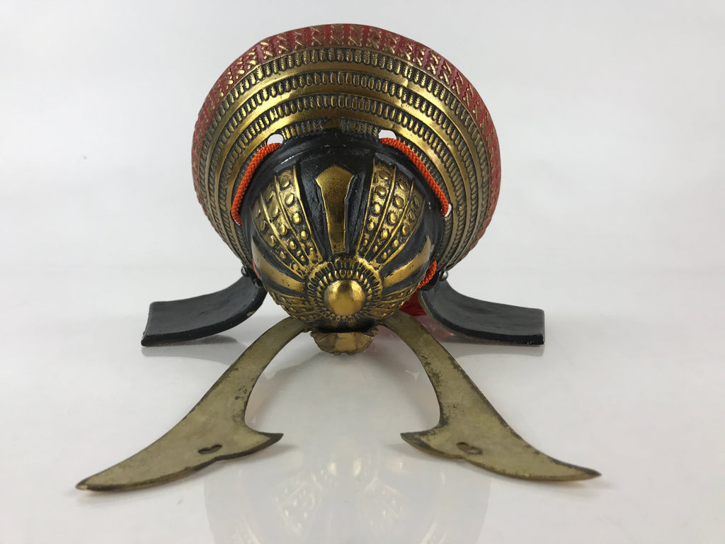 Japanese Samurai Helmet Kabuto Vtg Boy's Festival Armor Decoration Black Gold ID