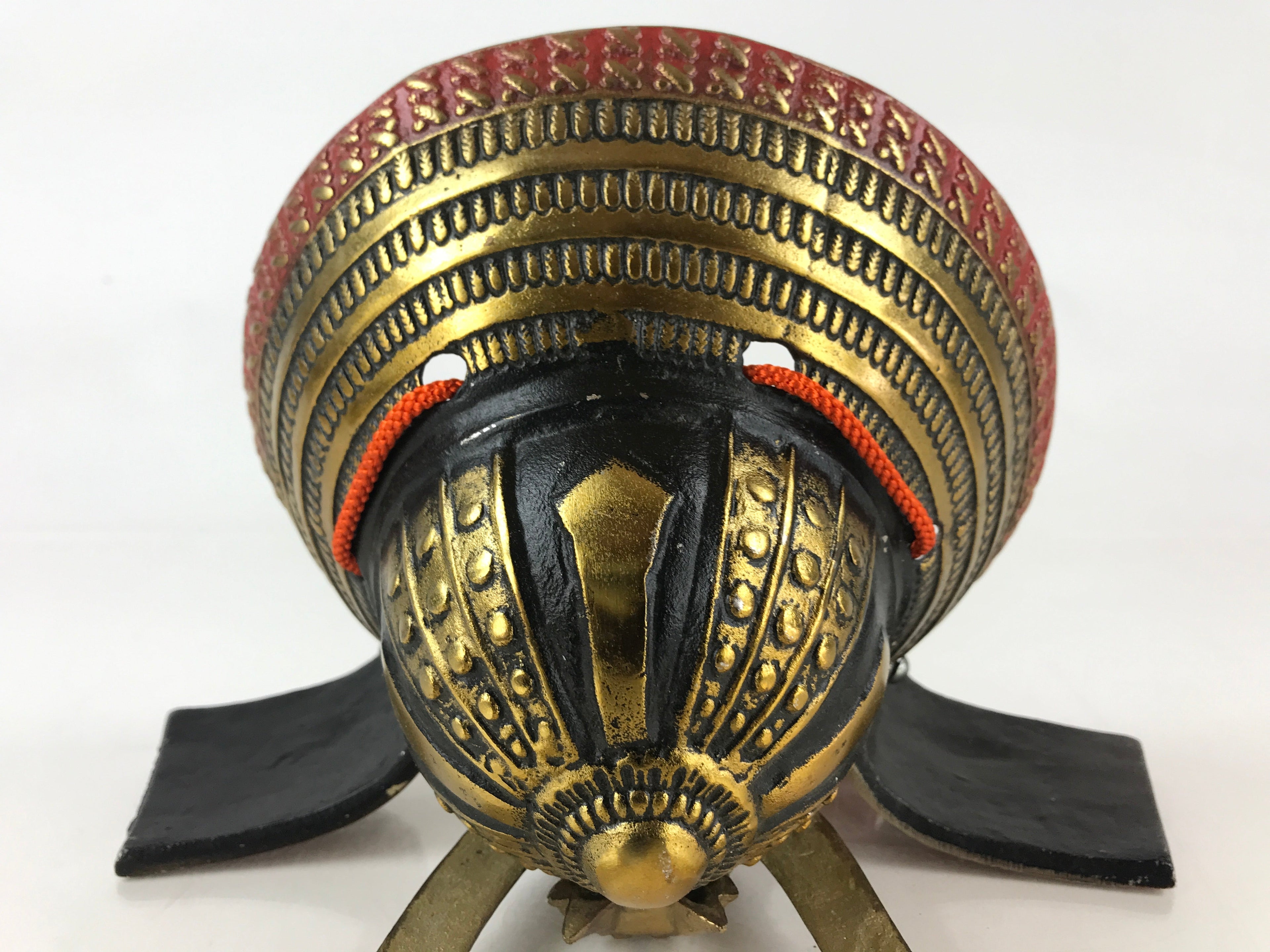 Japanese Samurai Helmet Kabuto Vtg Boy's Festival Armor Decoration Black Gold ID