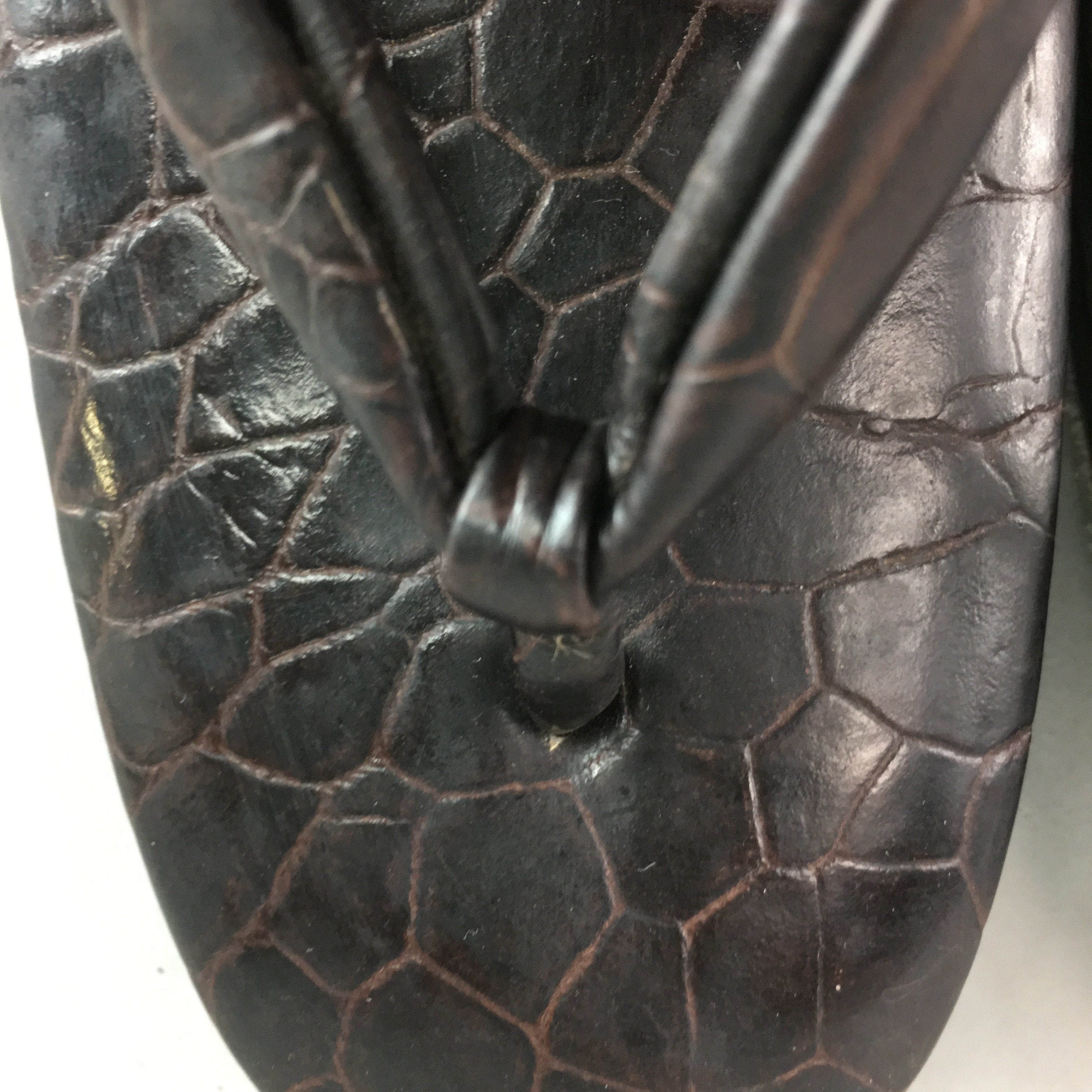 Japanese Sandals Zori Kimono Accessory Vtg Imitation Crocodile Leather J815