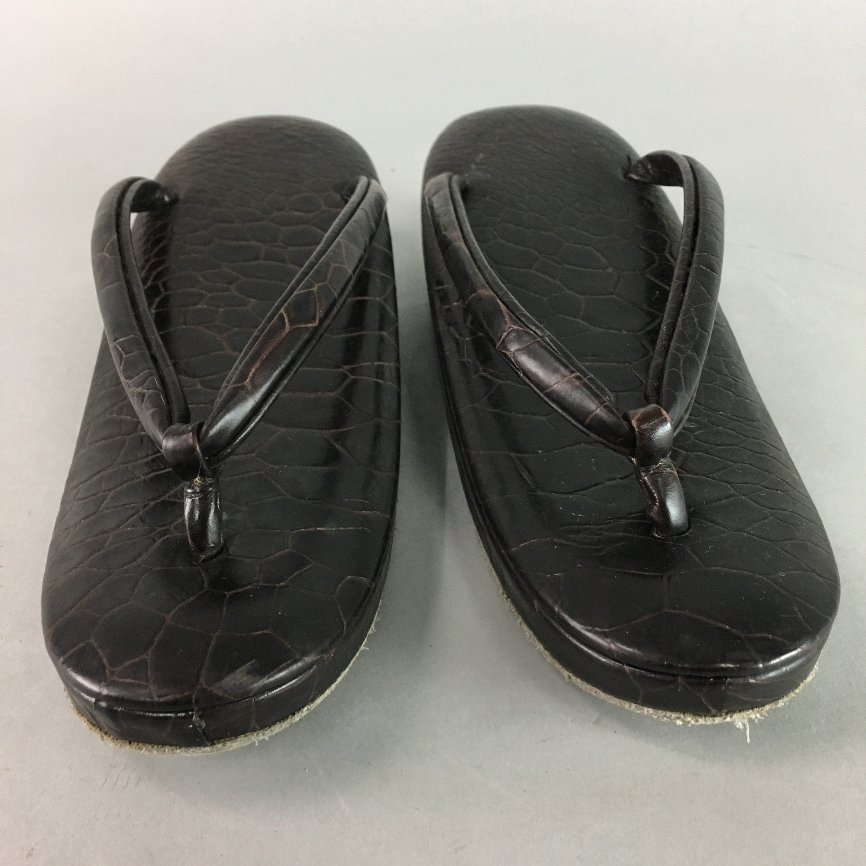 Japanese Sandals Zori Kimono Accessory Vtg Imitation Crocodile Leather J815