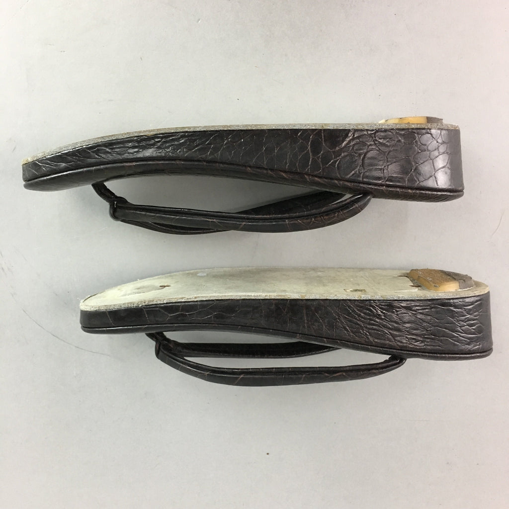 Japanese Sandals Zori Kimono Accessory Vtg Imitation Crocodile Leather J815