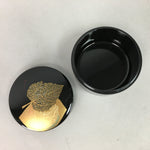 Japanese Saucer 6pc Set Vtg Container Kansai Urushi Black Leaf Gold PX356