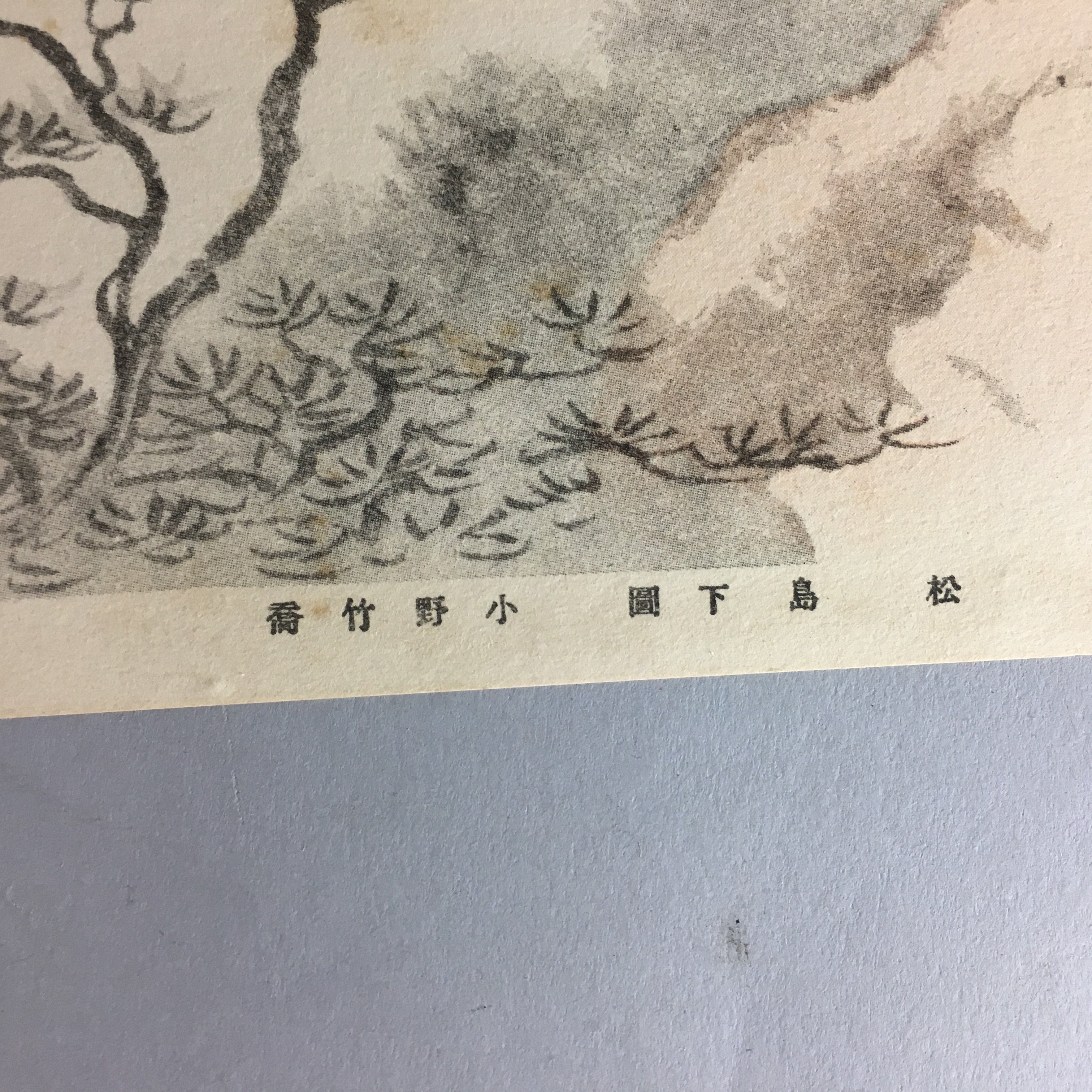 Japanese Sea Print Painting Vtg 1930 Bay Island Pine Tree Matsushima P211