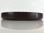 Japanese Serving Tray Obon Vtg Round Resin Glossy Brown Wavy Design UR842