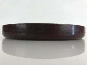 Japanese Serving Tray Obon Vtg Round Resin Glossy Brown Wavy Design UR842