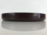 Japanese Serving Tray Obon Vtg Round Resin Glossy Brown Wavy Design UR842