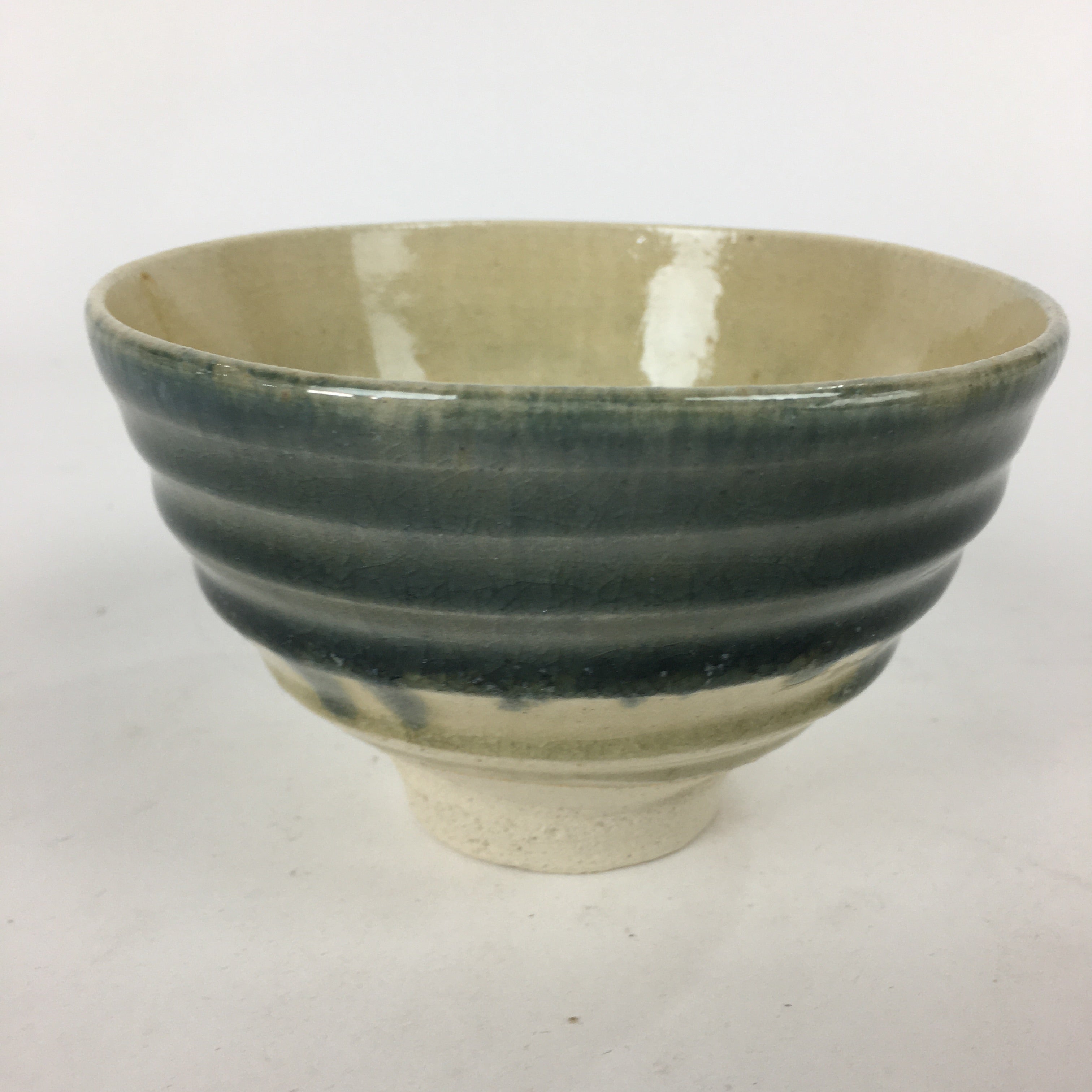 Japanese Seto Ware Ceramic Green Tea Bowl Vtg Chawan Boxed Pottery PX602