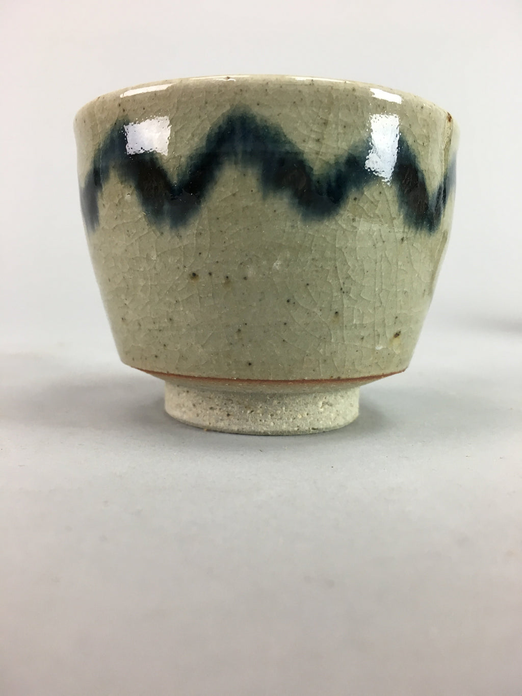 Japanese Seto Ware Ceramic Teacup Yunomi Vtg Pottery Crackle glaze PT57