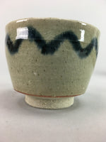 Japanese Seto Ware Ceramic Teacup Yunomi Vtg Pottery Crackle glaze PT57