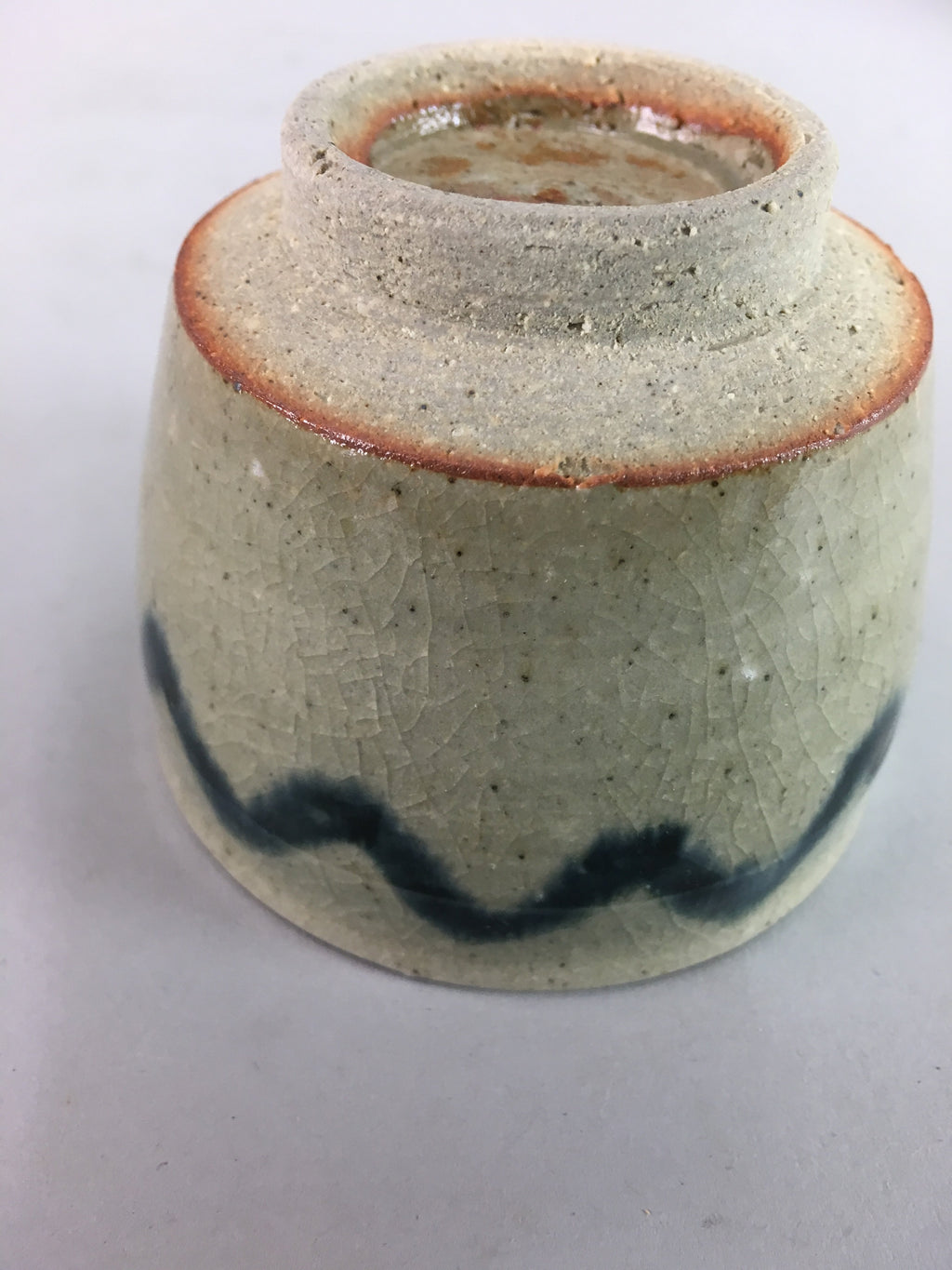 Japanese Seto Ware Ceramic Teacup Yunomi Vtg Pottery Crackle glaze PT57