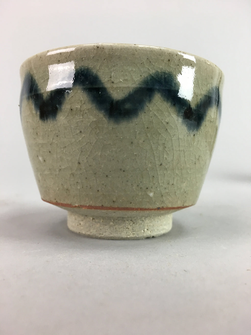 Japanese Seto Ware Ceramic Teacup Yunomi Vtg Pottery Crackle glaze PT57