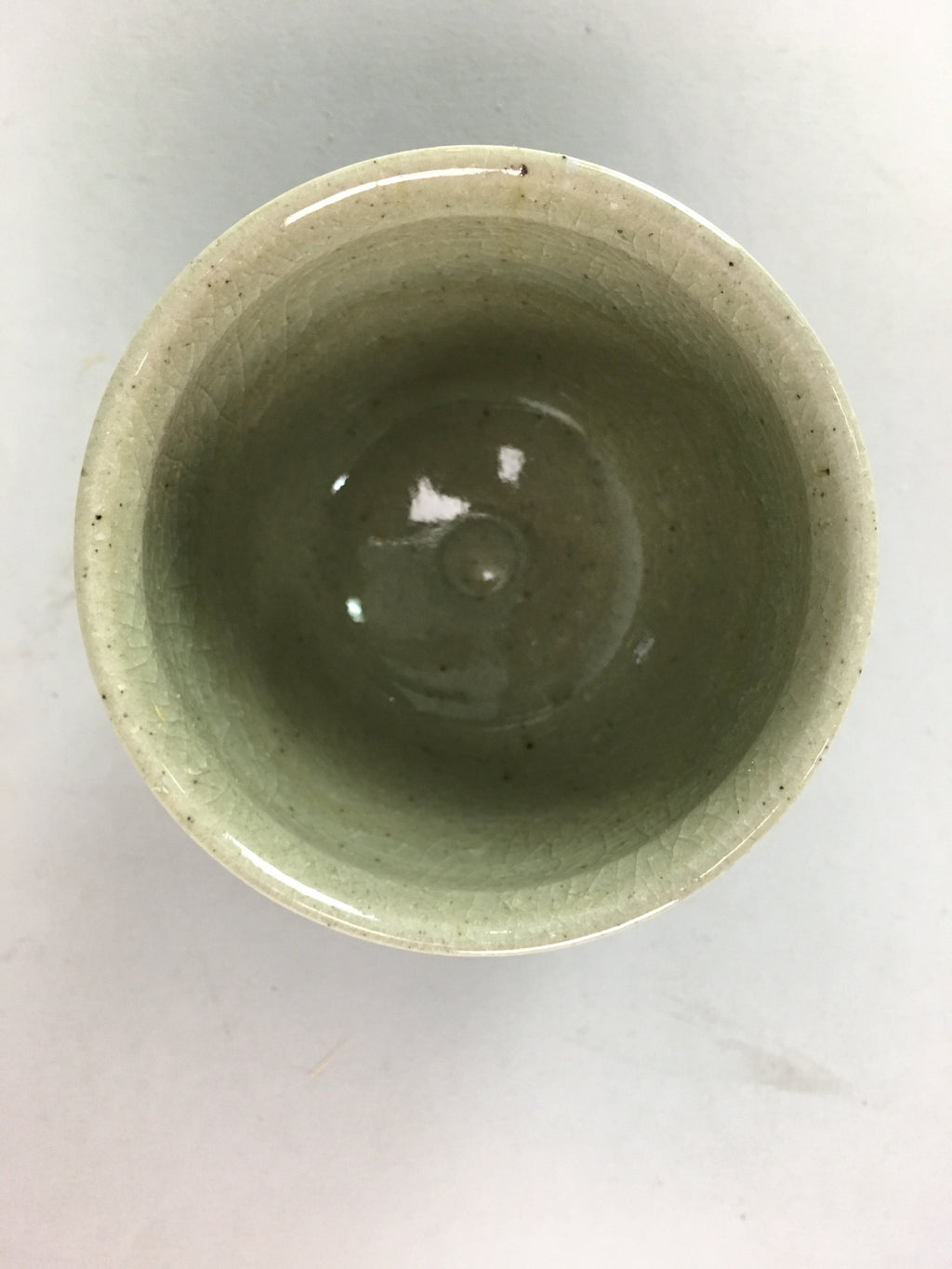 Japanese Seto Ware Ceramic Teacup Yunomi Vtg Pottery Crackle glaze PT58