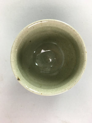 Japanese Seto Ware Ceramic Teacup Yunomi Vtg Pottery Crackle glaze PT59