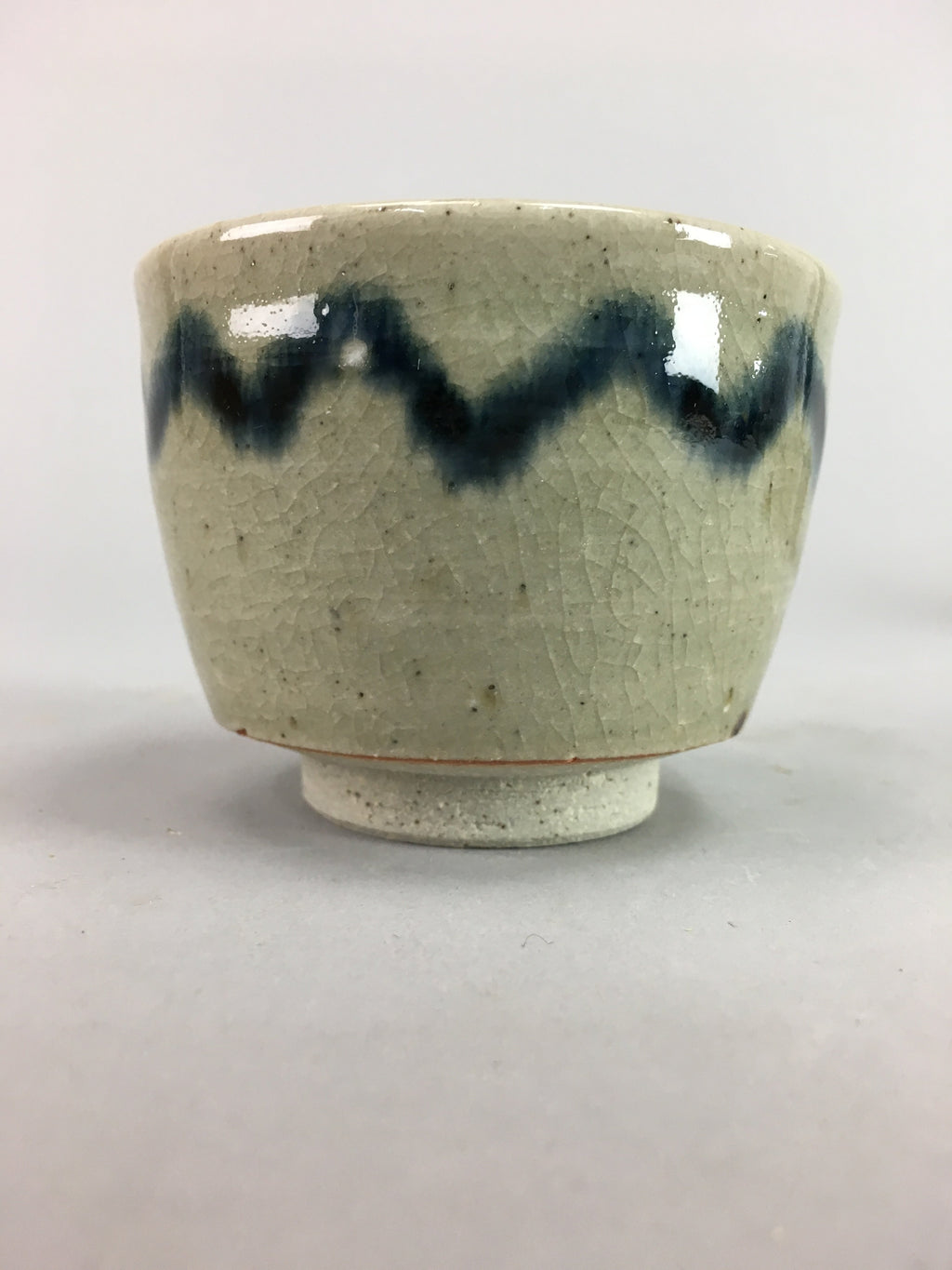 Japanese Seto Ware Ceramic Teacup Yunomi Vtg Pottery Crackle glaze PT59