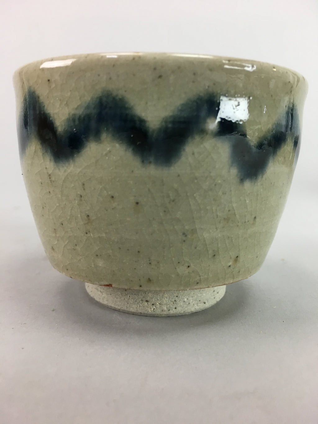 Japanese Seto Ware Ceramic Teacup Yunomi Vtg Pottery Crackle glaze PT59