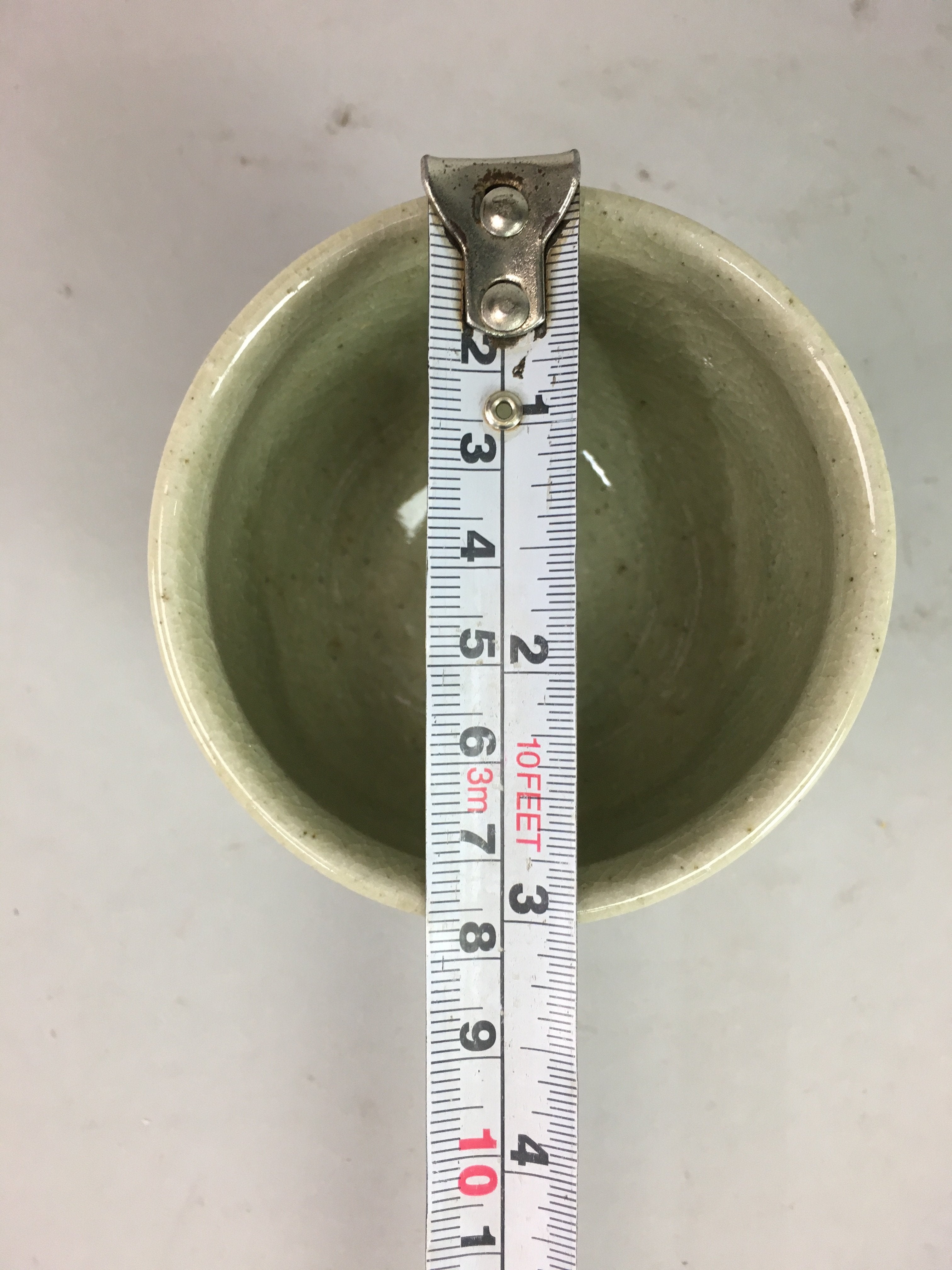 Japanese Seto Ware Ceramic Teacup Yunomi Vtg Pottery Crackle glaze PT61