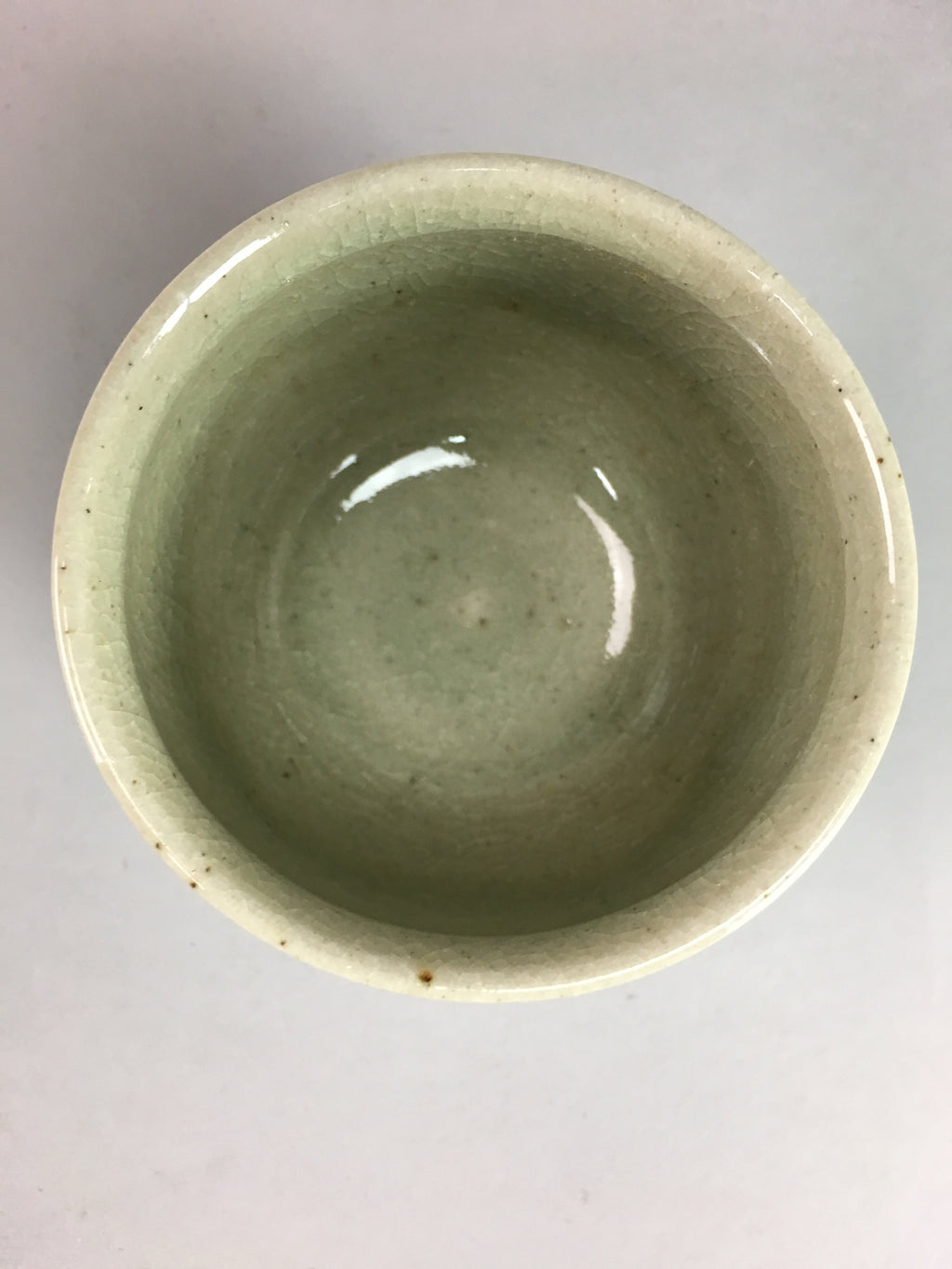 Japanese Seto Ware Ceramic Teacup Yunomi Vtg Pottery Crackle glaze PT61
