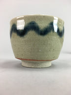 Japanese Seto Ware Ceramic Teacup Yunomi Vtg Pottery Crackle glaze PT61