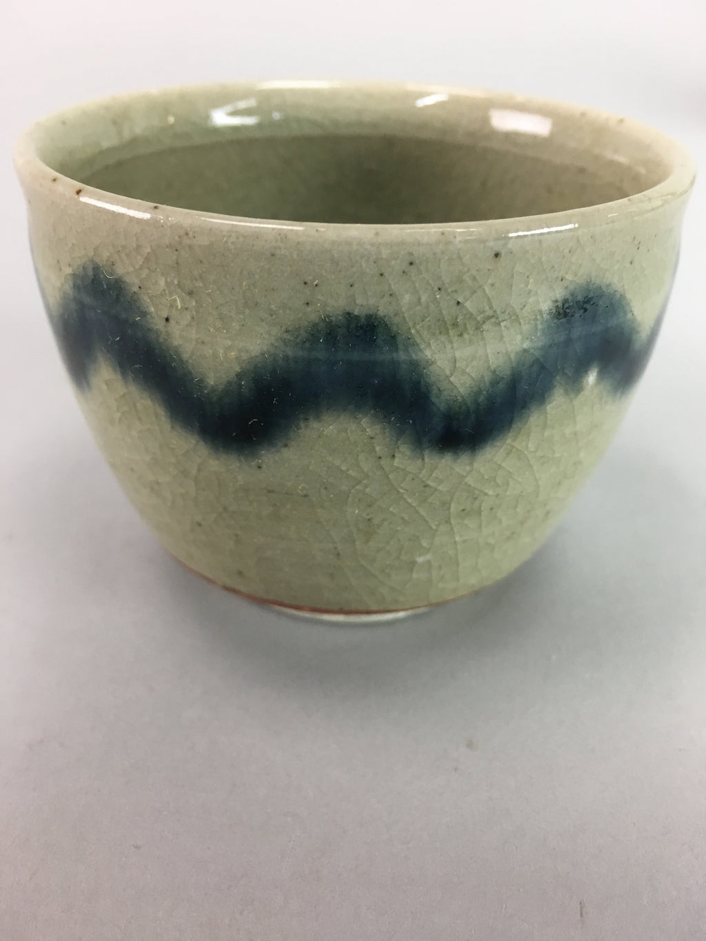 Japanese Seto Ware Ceramic Teacup Yunomi Vtg Pottery Crackle glaze PT61