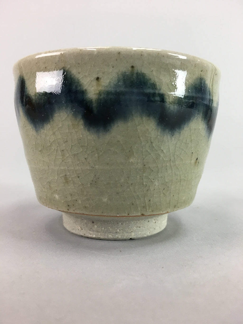 Japanese Seto Ware Ceramic Teacup Yunomi Vtg Pottery Crackle glaze PT62