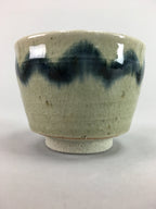 Japanese Seto Ware Ceramic Teacup Yunomi Vtg Pottery Crackle glaze PT62