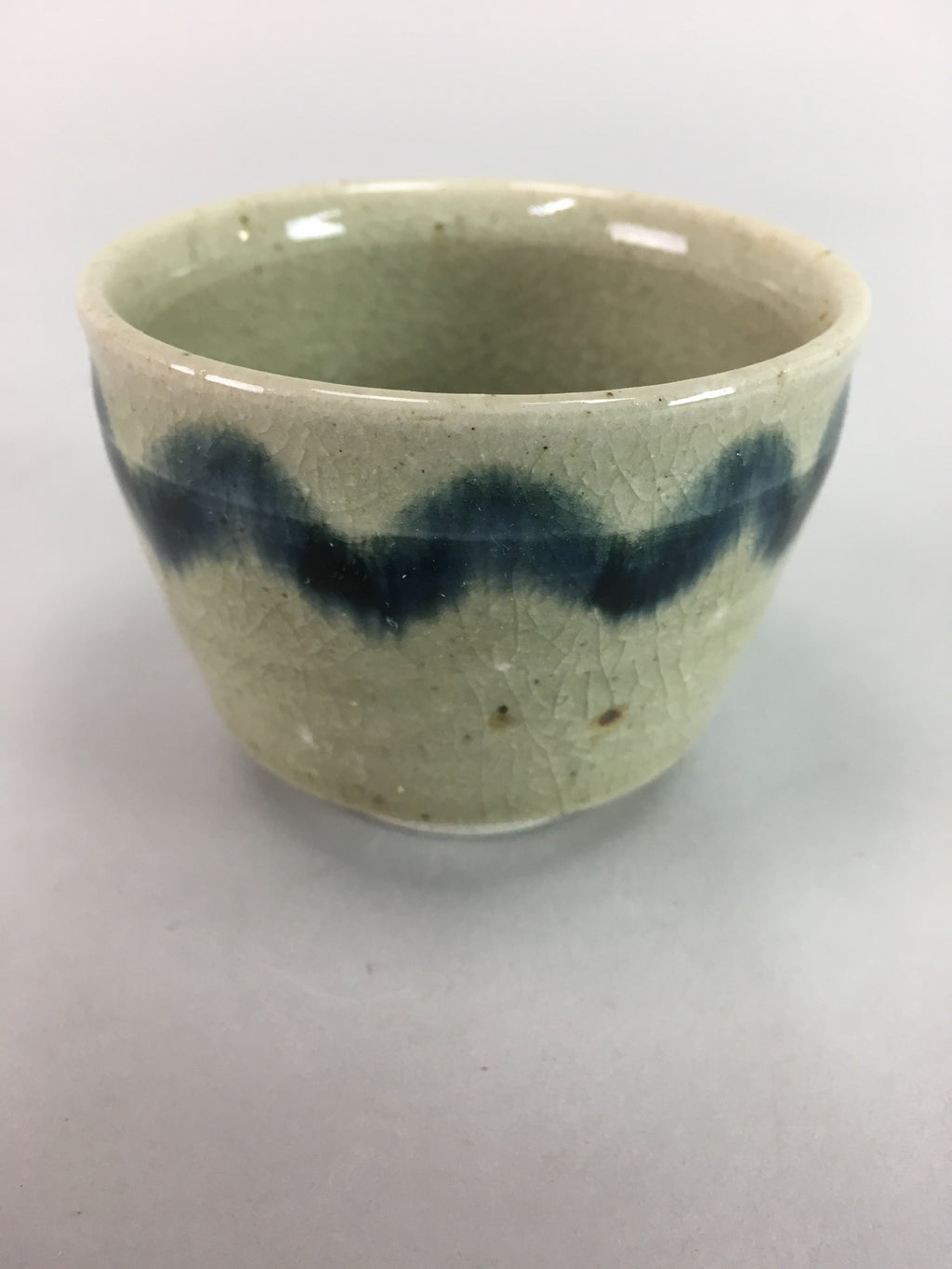 Japanese Seto Ware Ceramic Teacup Yunomi Vtg Pottery Crackle glaze PT62