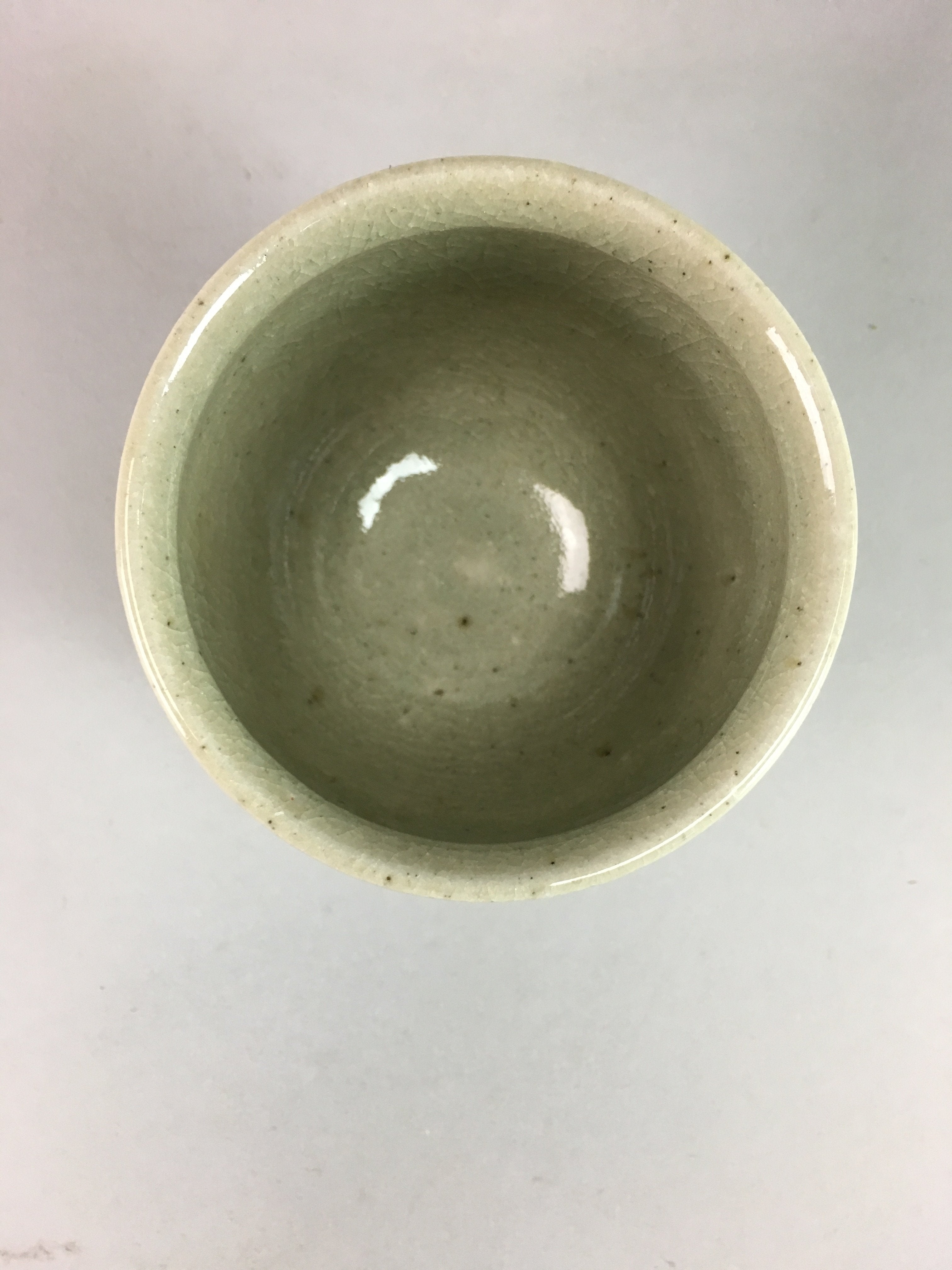 Japanese Seto Ware Ceramic Teacup Yunomi Vtg Pottery Crackle glaze PT63