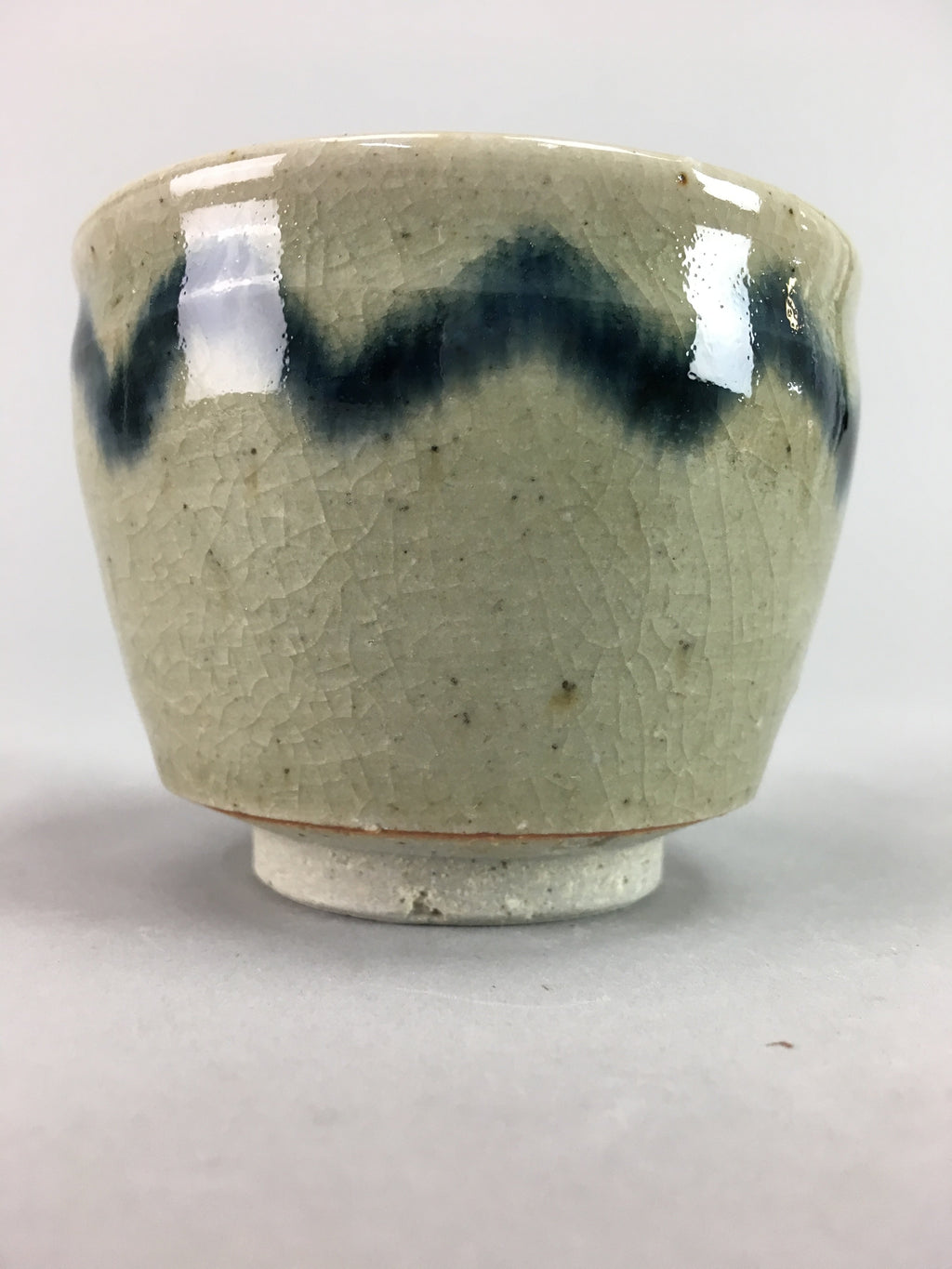 Japanese Seto Ware Ceramic Teacup Yunomi Vtg Pottery Crackle glaze PT63